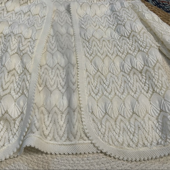 Cardigan Sweater Vintage Crochet Vienna Lace Open Sheer Mesh Top B1 - Picture 11 of 16